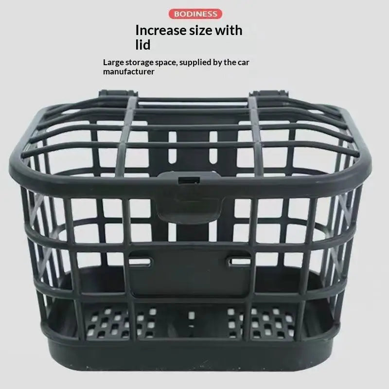 Black Detachable Bike Front Basket with Lid | Electric Bike Bicycle Front Basket Axl