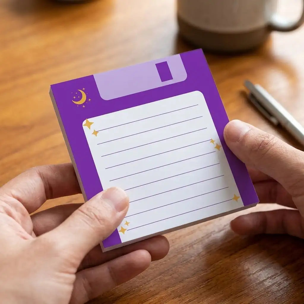 Retro Floppy Disk Sticky Notes 4 Pack – Lined Celestial Notepad Sticky Notes Set Axl