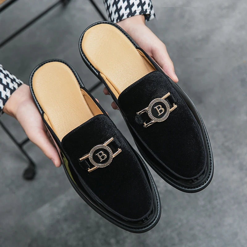 Men's Suede Patchwork Loafers – Metal Buckle Slip-On Moccasins Men's Loafers Axl a1 43