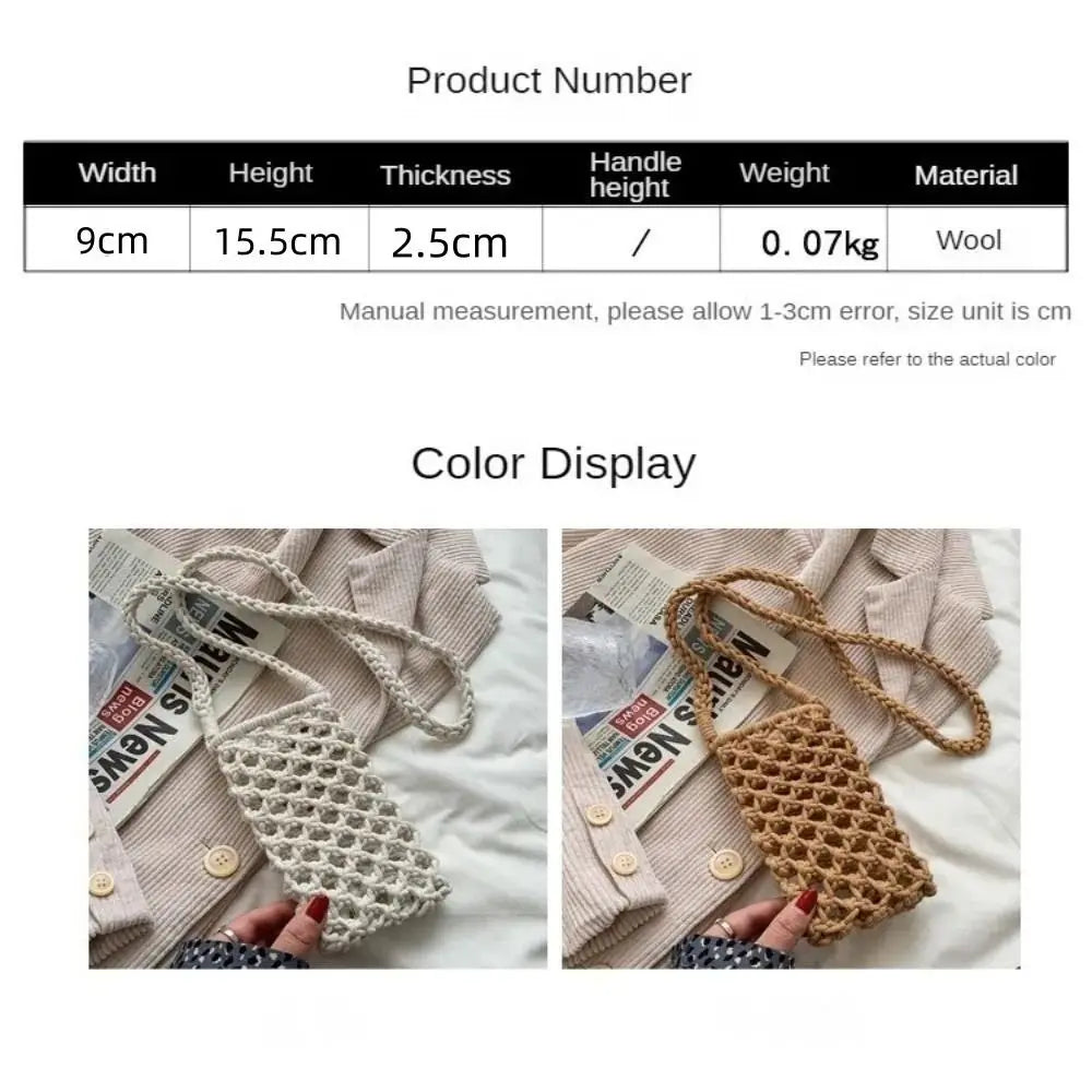 Crochet Crossbody Phone Bag – Woven Hollow-Out Mini Purse Crossbody Phone Bag Axl