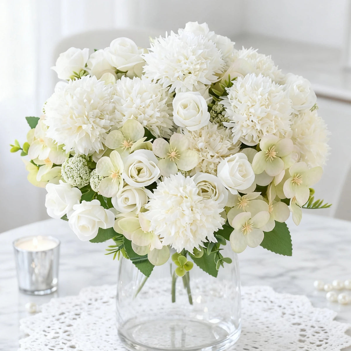 Silk Artificial Rose & Chrysanthemum Bouquet | Wedding Décor Artificial Flower Bouquet Axl