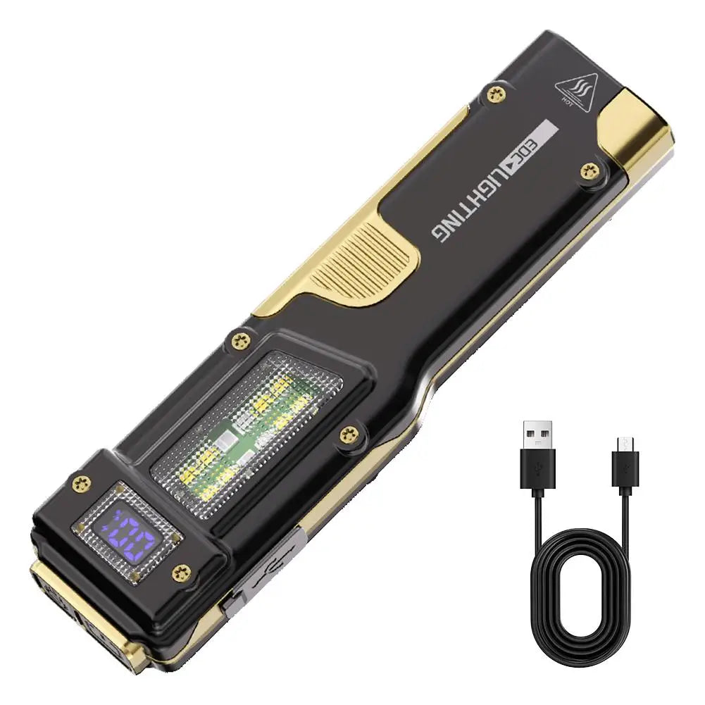 Rechargeable EDC Flat Flashlight 400-1200 Lumen Digital Display LED Tactical Flashlight Axl B