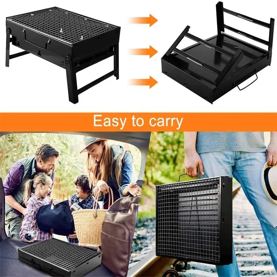 KEMORELA Portable Charcoal BBQ Grill – Mini Stainless Steel Portable Charcoal Grill Axl