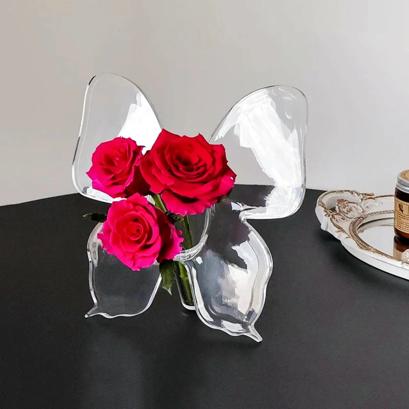 Clear Acrylic Butterfly Vase – 3D Flower Arrangement Home Decor Decorative Vase Axl
