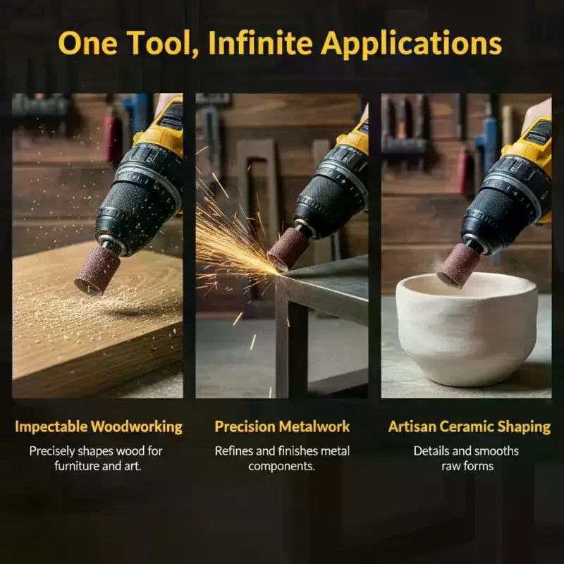 3-Piece Drill Sanding Attachment – Metal & Wood Finishing Kit Drill Sanding Attachment Axl