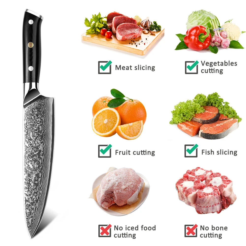 Sunnecko 73-Layer Damascus Steel Kitchen Knife Set | 1-4 Pc Kitchen Knife Set Axl