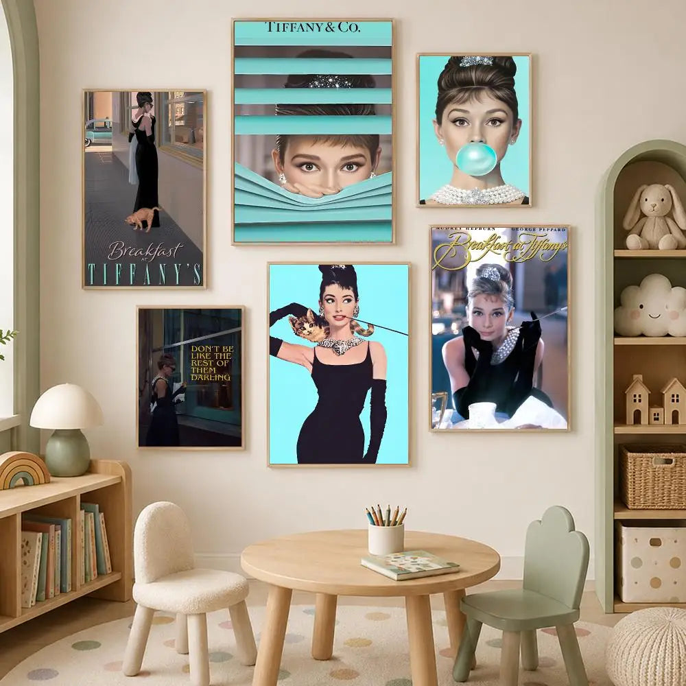 Audrey Hepburn Breakfast at Tiffany's HD Self-Stick Wall Poster Wall Poster Decal Axl