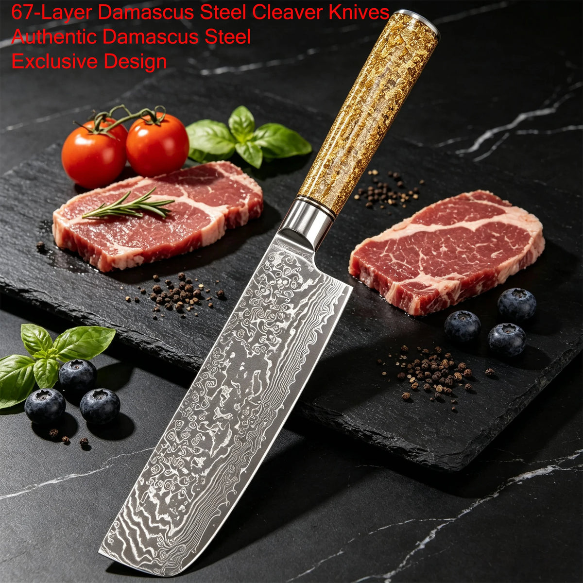67-Layer Damascus Steel Japanese Nakiri Chef Knife Damascus Kitchen Knife Axl