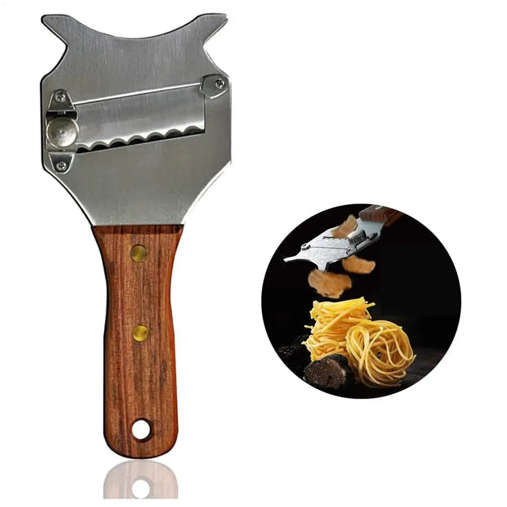 Stainless Steel Truffle Slicer & Cheese Shaver – Wooden Handle Truffle Cheese Slicer Axl