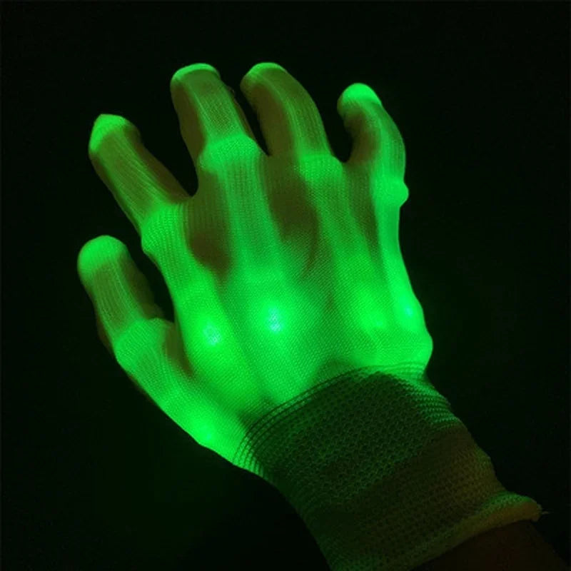 LED Light-Up Skull Gloves – Halloween Party Glow Gloves LED Party Gloves Axl