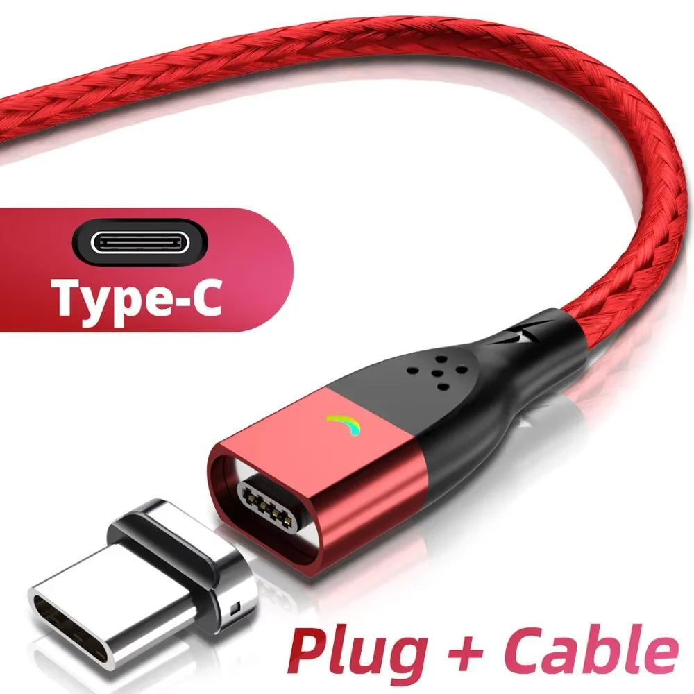 GUUGEI Magnetic USB-C & Micro USB Charging Cable for Android Magnetic Charging Cable Axl TypeC Red Cable 2M