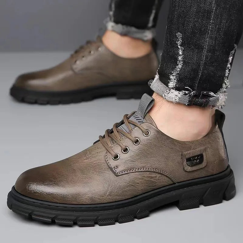 YBQJOO Men's Soft Sole Casual Leather Shoes – Nonslip Walking Men's Casual Shoes Axl Coffee color 41
