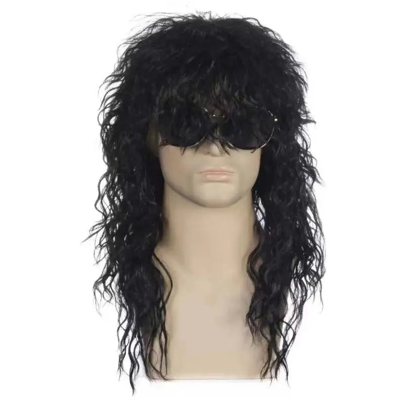 80s Rocker Mullet Wig – Long Curly Cosplay Wig for Men Costume Wig Axl