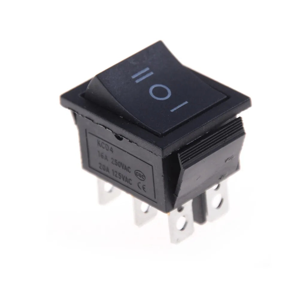 KCD4 Rocker Switch Black DPDT ON/OFF/ON 6 Pin 16A 250VAC Rocker Switch Axl onesize 1PC