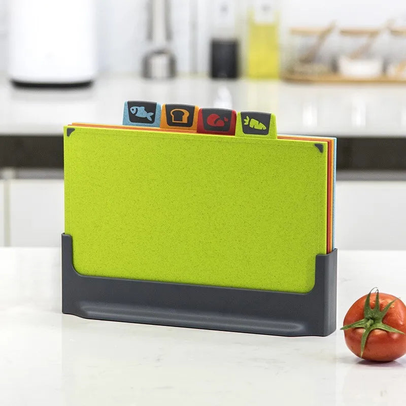 5-Piece Food Grade Cutting Board Set | Color-Coded with Stand Cutting Board Set Axl