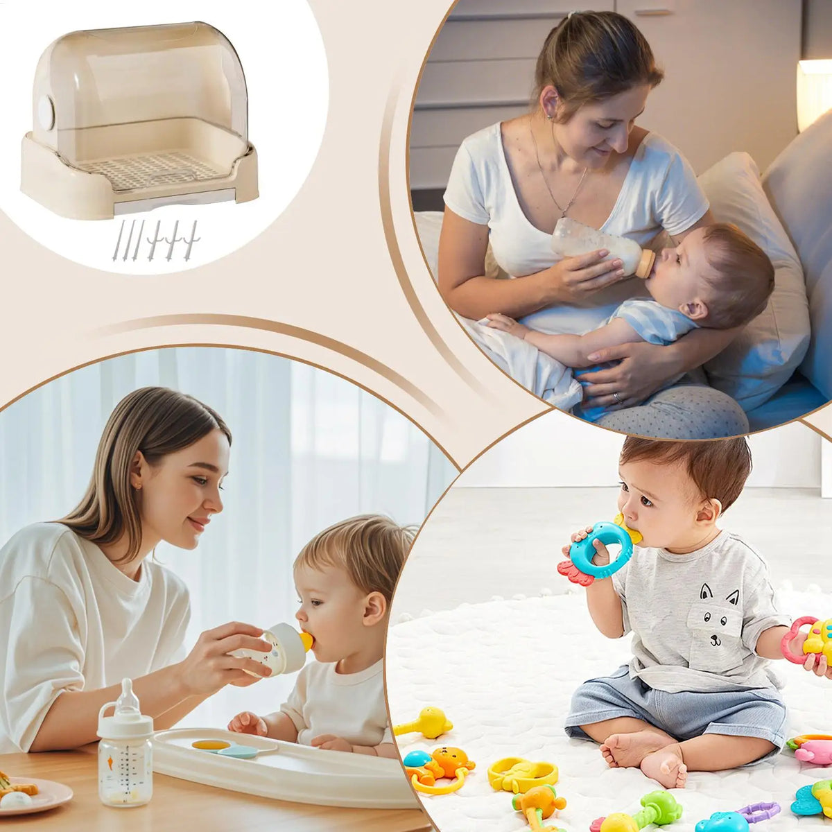 Baby Bottle Organizer with Drain Tray & Dustproof Lid Baby Bottle Organizer Axl