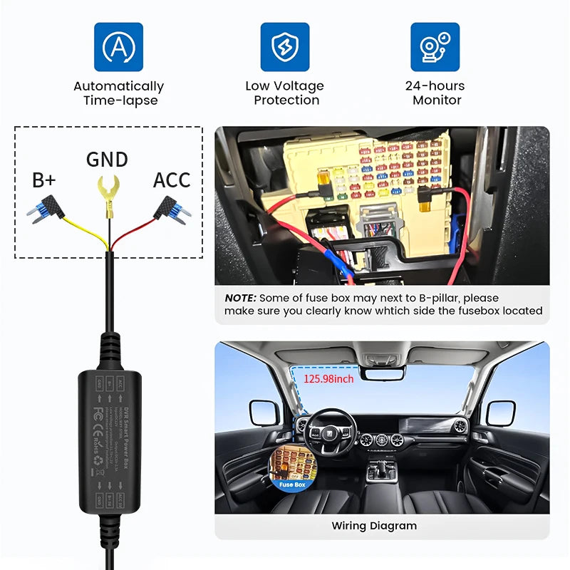 24H Parking Mode Hardwire Kit – Mini USB & Type-C Dash Cam Dash Cam Hardwire Kit Axl