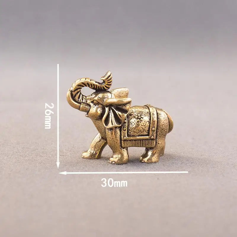 Copper Lucky Elephant Miniature Figurine – Brass Statue Décor Miniature Figurine Axl