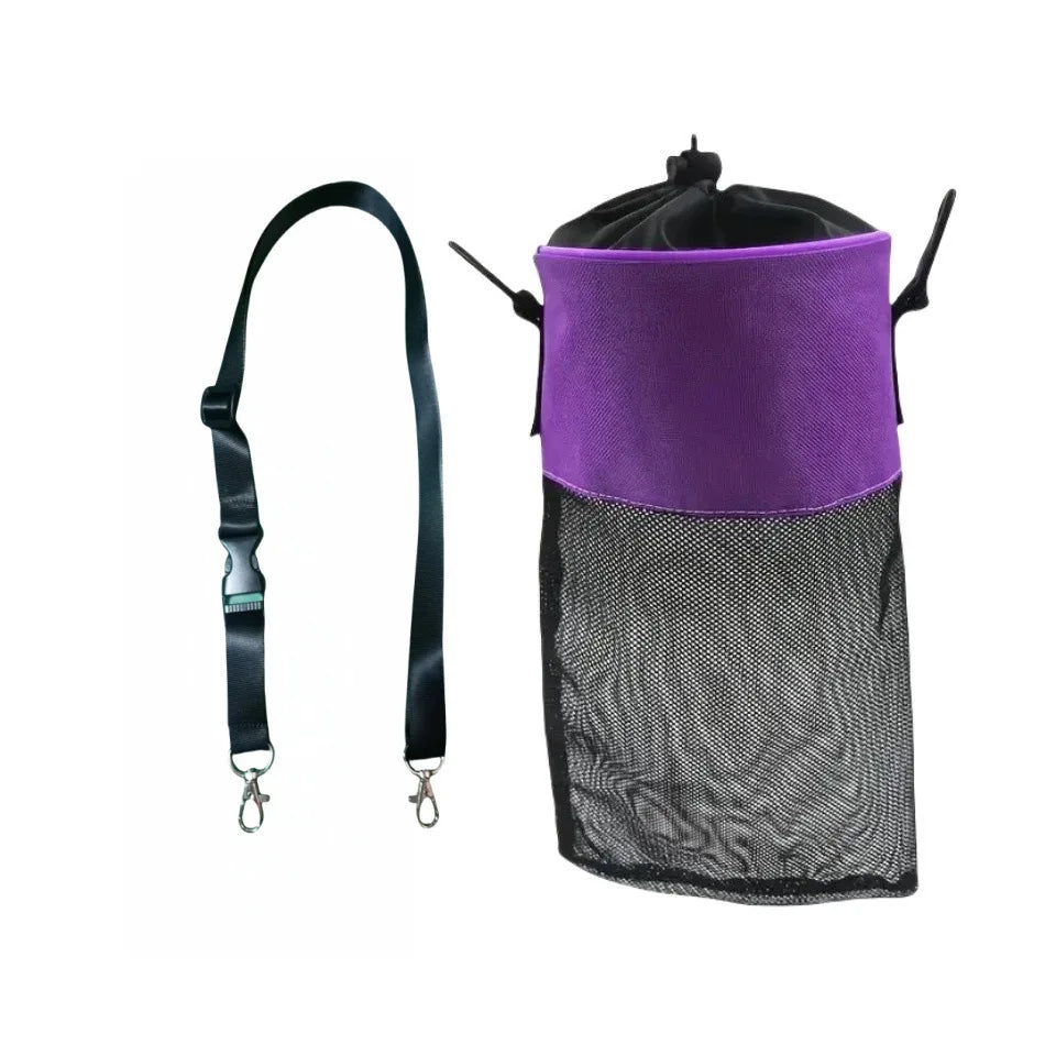 Hanging Mesh Clothes Peg Bag – Drawstring Storage Organizer Laundry Storage Bag Axl Purple -1pc