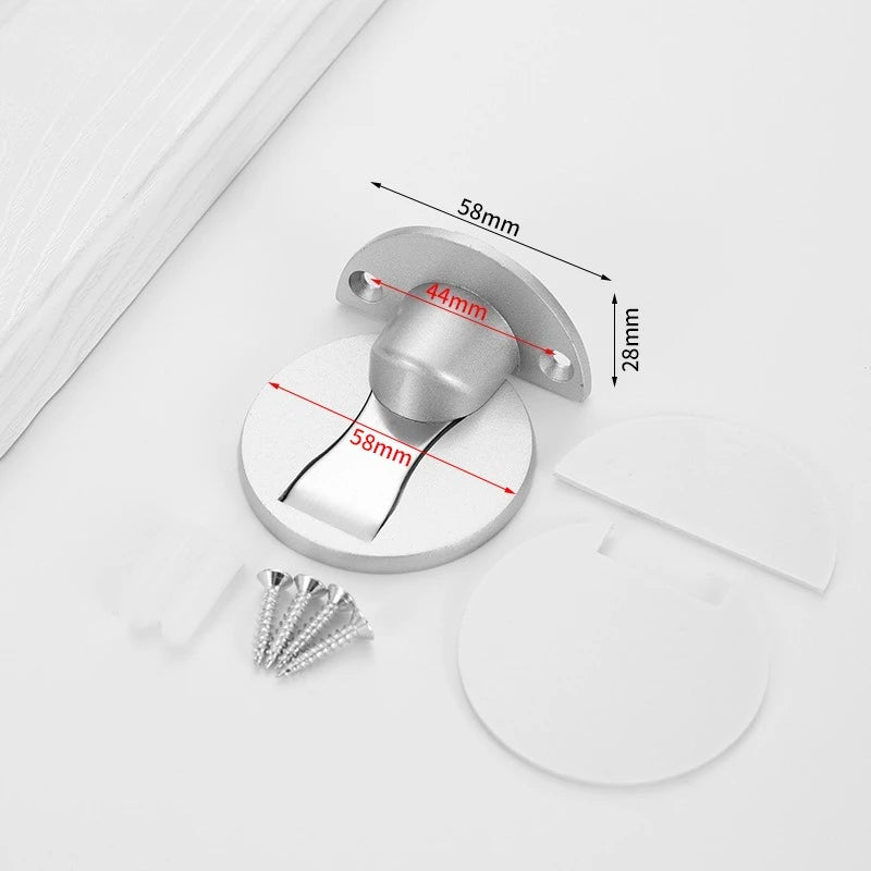 Magnetic Self-Locking Door Stopper – Punch-Free Stainless Steel Door Stopper Axl Silver-1pcs