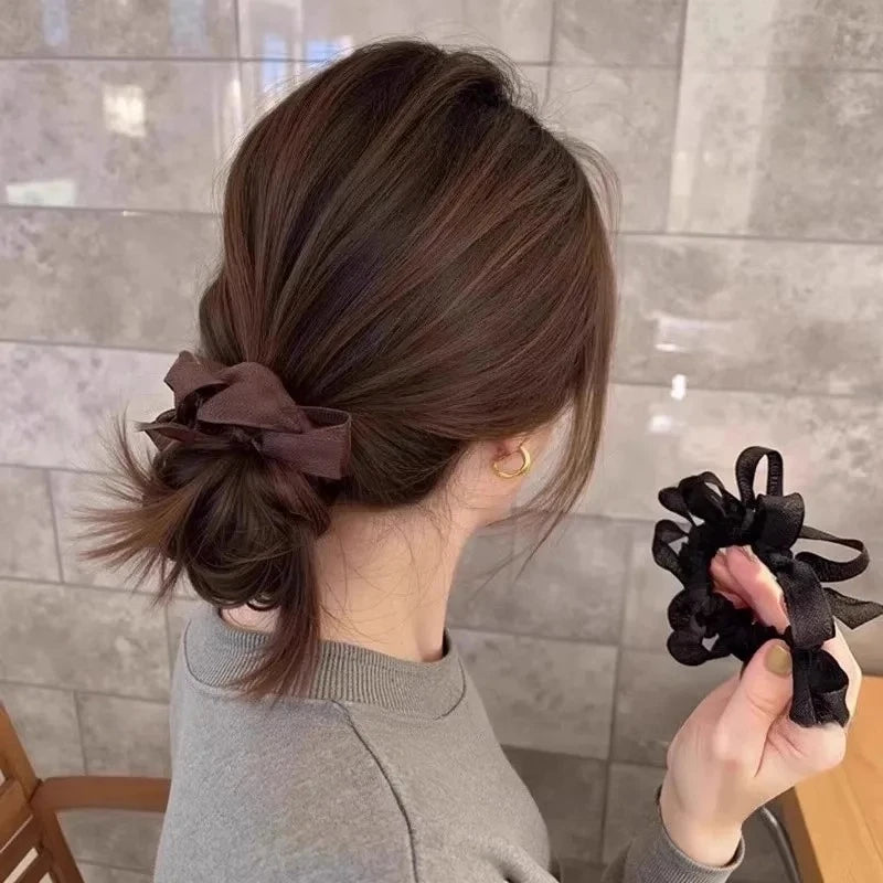 Korean Bow Elastic Hair Scrunchie – Sweet Hair Tie for Women Hair Scrunchie Axl