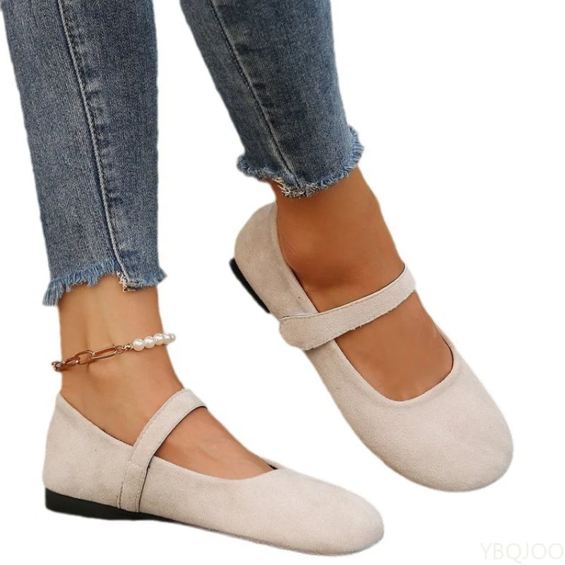 Women's Velvet Mary Jane Flats | Retro Round Toe Slip-On Shoes Mary Jane Flats Axl