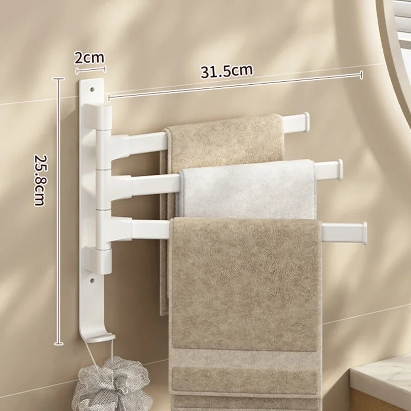Wall Mounted Rotatable Towel Rack – Space Aluminum 2–5 Bars Towel Rack Axl White 3 Bar