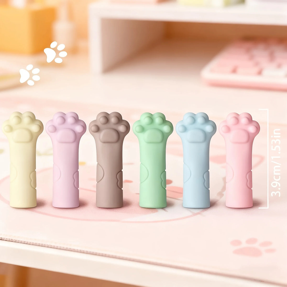 Cat Paw Eraser Set with Writing Stand – 30/50 Pcs Pencil Caps Novelty Eraser Set Axl