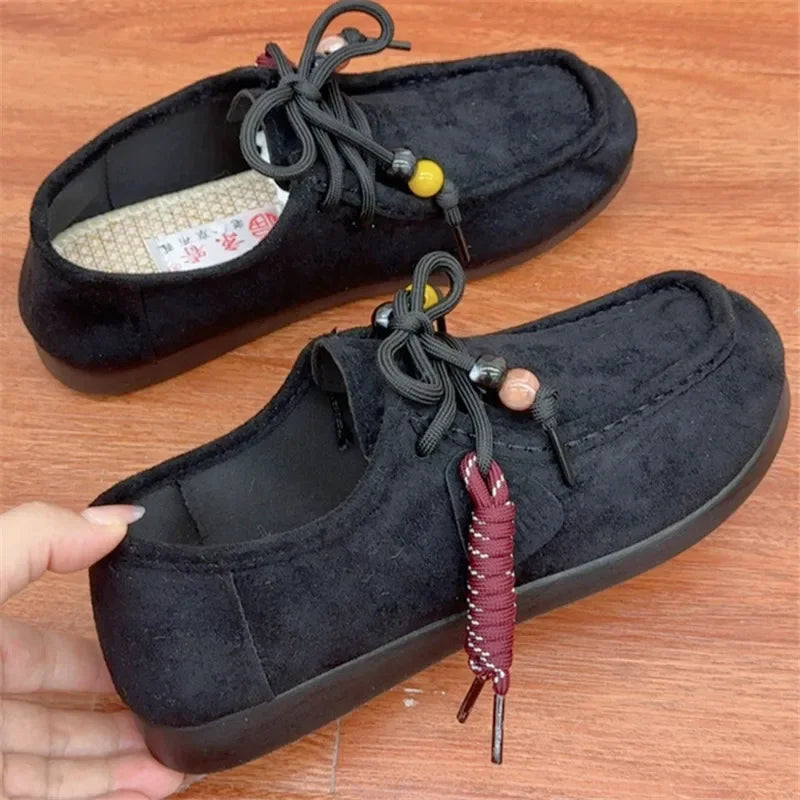 Women's Retro Bohemian Slip-On Flat Shoes | Round Toe Rubber Sole Women's Slip-On Flats Axl