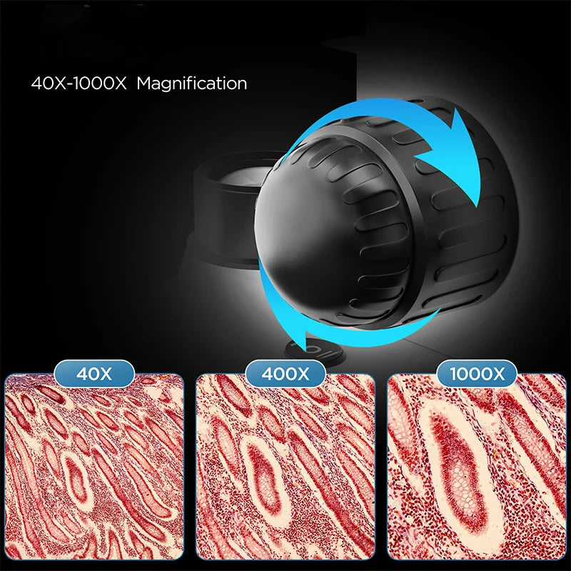 Kids Binocular Microscope 40–1000X HD Scientific Experiment Kit Children's Microscope Axl