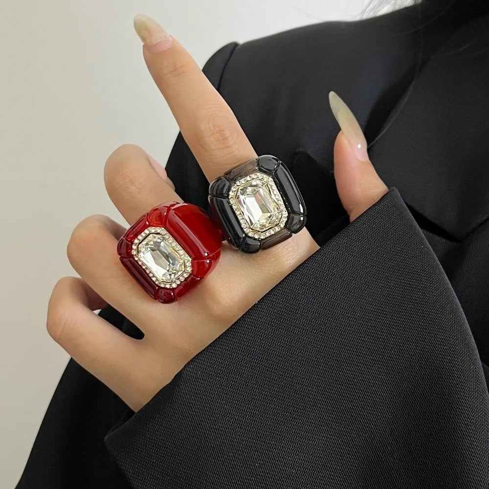 3D Square Geometric Ring – Colorful Zircon Rhinestones Fashion Ring Axl