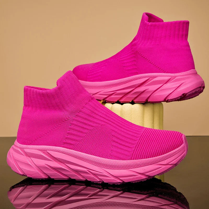 YBQJOO Unisex Slip-On Sneakers – Ultralight Mesh Running Shoes Slip-On Sneakers Axl 271 Peach Red 36