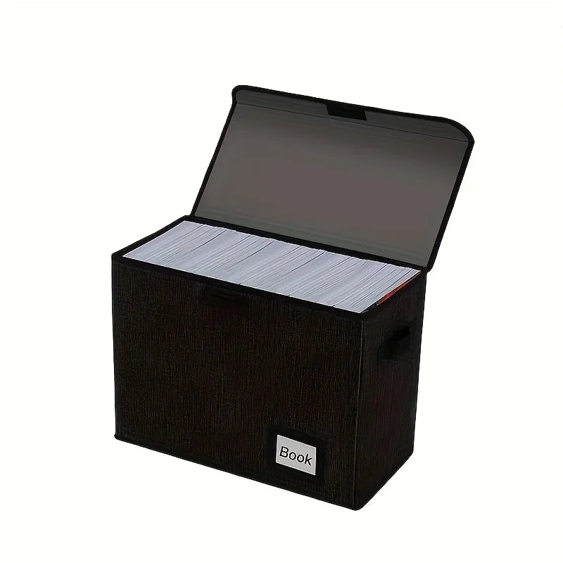 Foldable Comic Book Storage Box with Lid – Linen, Stackable Foldable Storage Box Axl