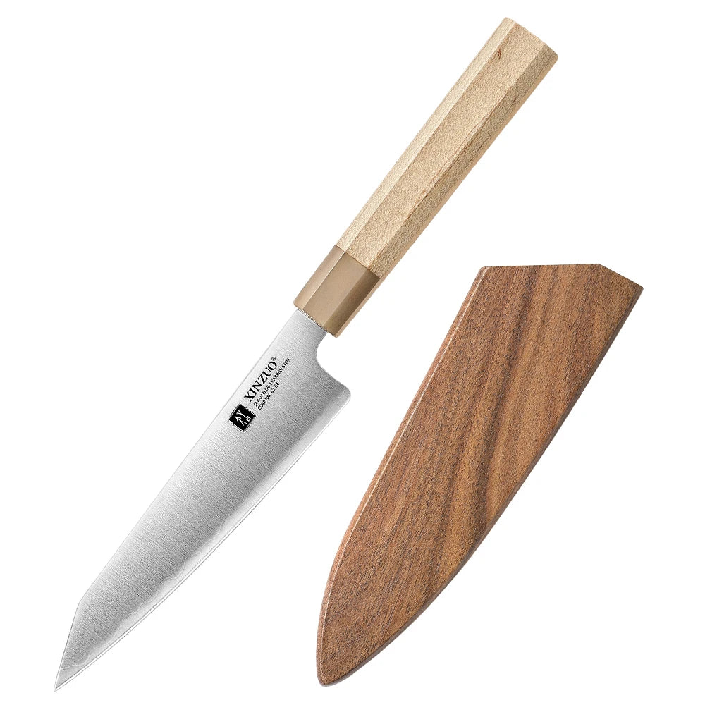 XINZUO 5.9" Japanese Bunka Knife – Aogami No.2 Carbon Steel Japanese Kitchen Knife Axl with wooden sheath China Mainland 5 inch