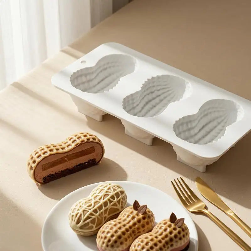 3-Cell Peanut Silicone Mold – Mousse Cake & Chocolate Bakeware Silicone Cake Mold Axl