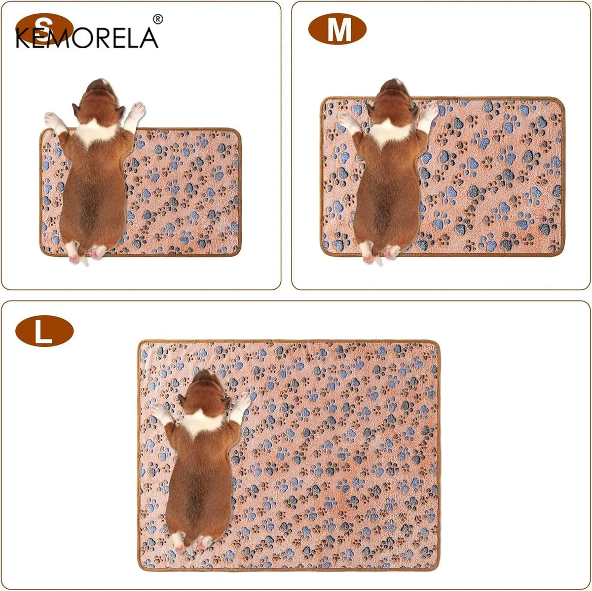 KEMORELA 3-Pack Flannel Paw Print Pet Blanket – Cats & Dogs Pet Blanket Set Axl
