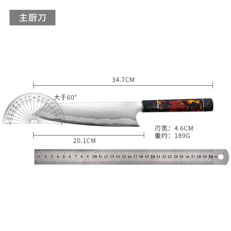 Damascus Steel Chef's Knife – Glow-in-the-Dark Resin Handle Damascus Chef's Knife Axl