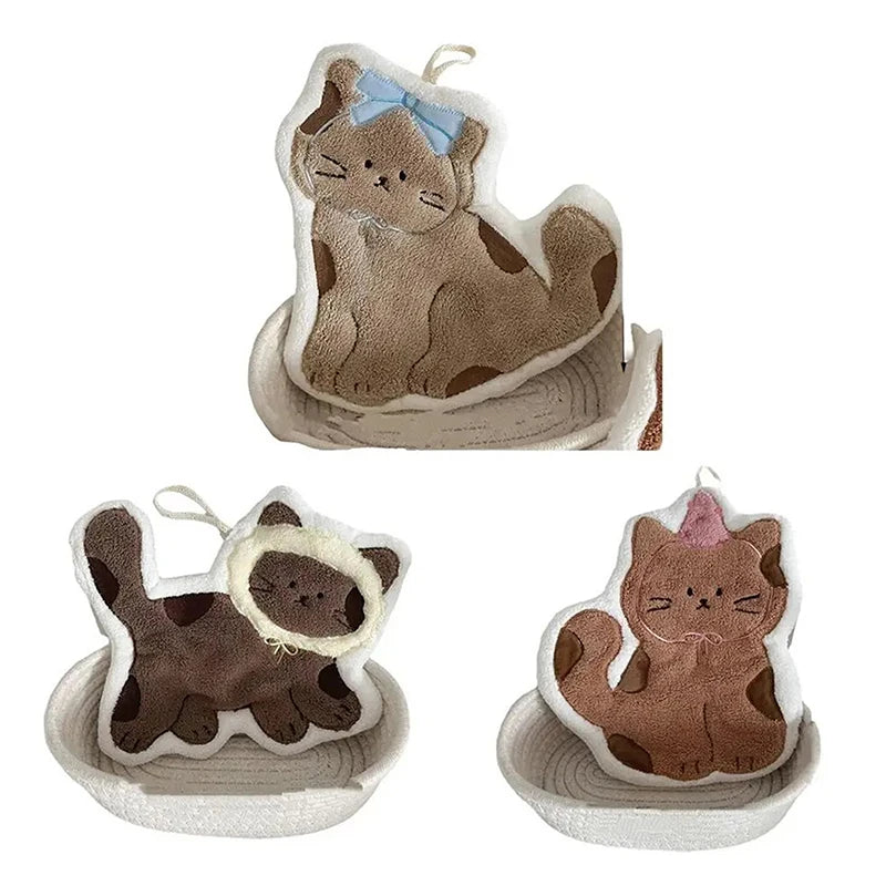 Cat Paw Hanging Hand Towel – Cute Coral Fleece Pet Lover Gift Hanging Hand Towel Axl