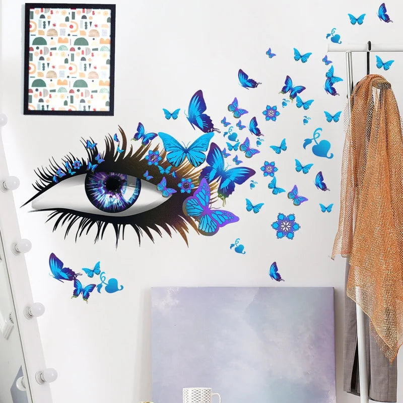 Girl Eyes & Butterfly Wall Decals – Bedroom Wall Stickers Wall Decal Sticker Axl