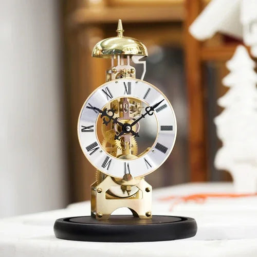 Nordic Antique Mechanical Desk Clock – Gold Metal Gear 8-Inch Mechanical Desk Clock Axl Style 10