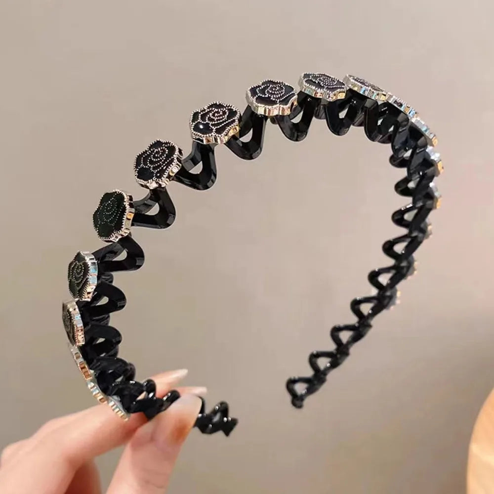 Rhinestone Pearl Hair Braider Headband – Floral Zircon Hair Headband Axl Style 5