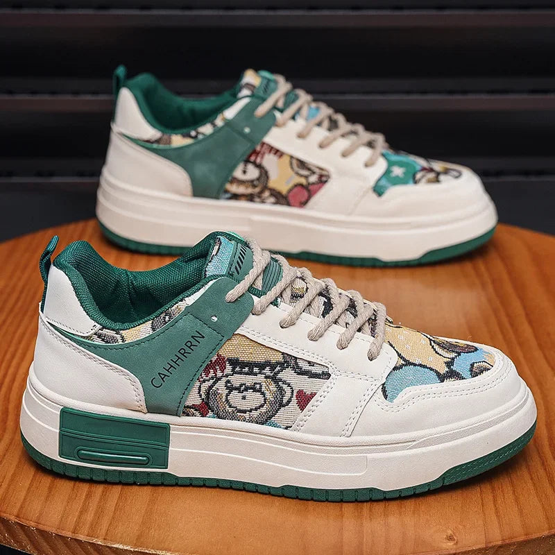 Men's Platform Bear Sneakers – Lace-Up Canvas Skate Shoes Platform Canvas Sneakers Axl