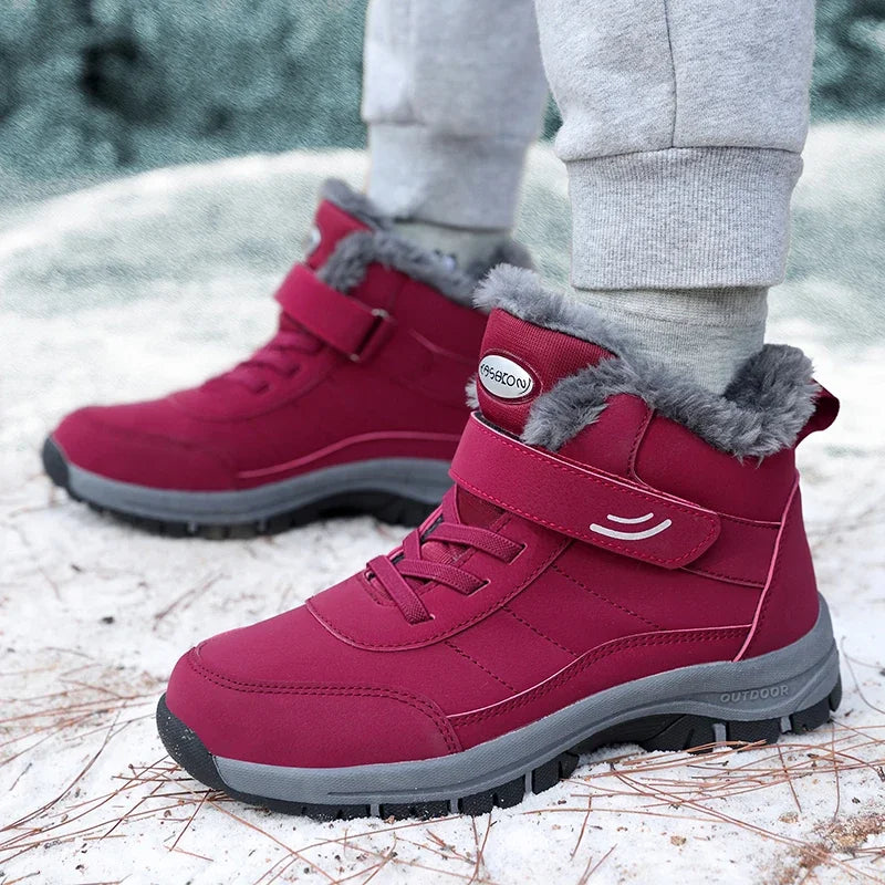 AZGB Unisex Waterproof Winter Snow Boots – Plush Warm Hiking Winter Snow Boots Axl Red 46