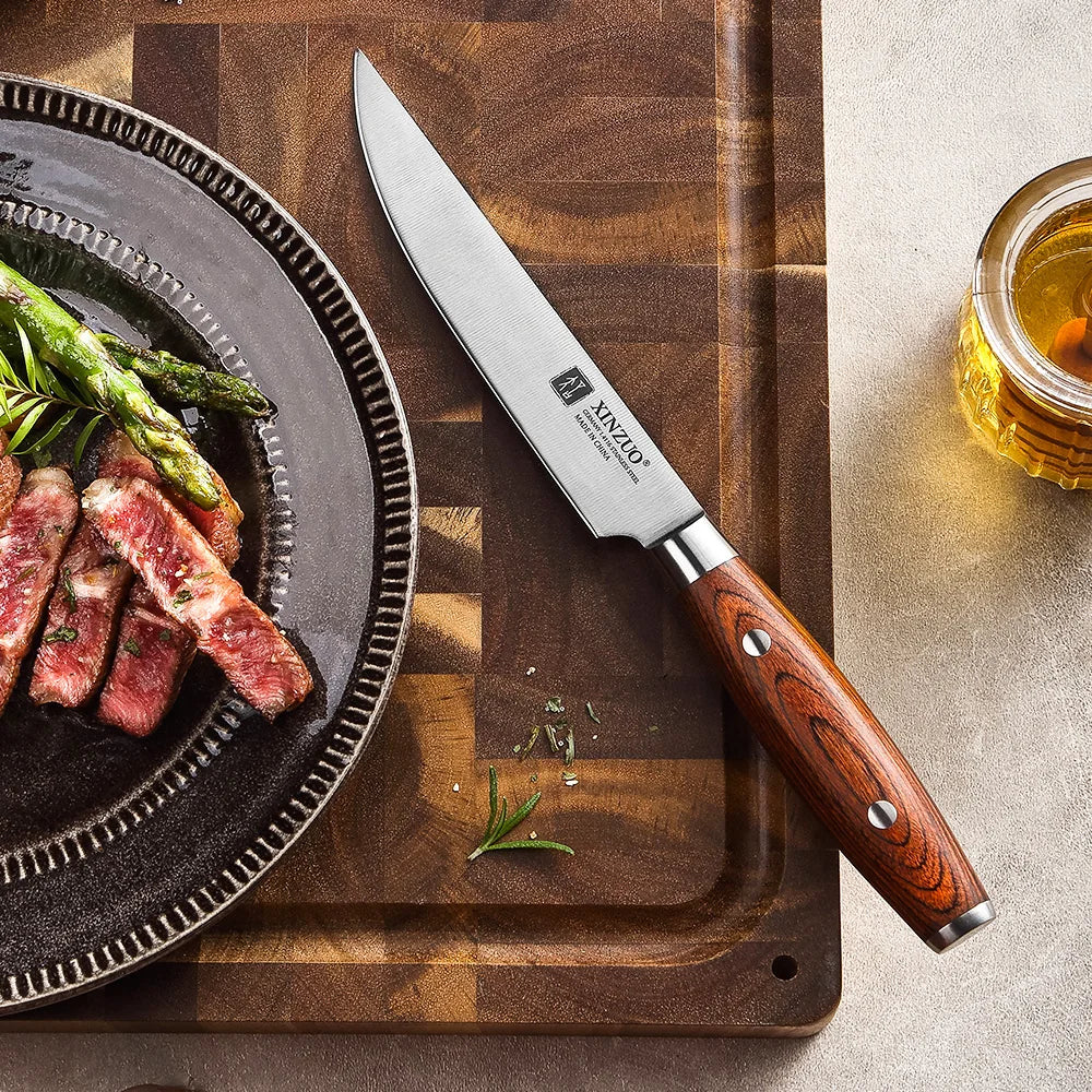 XINZUO 5" Steak Knife – German Steel & Wooden Handle Steak Knife Set Axl