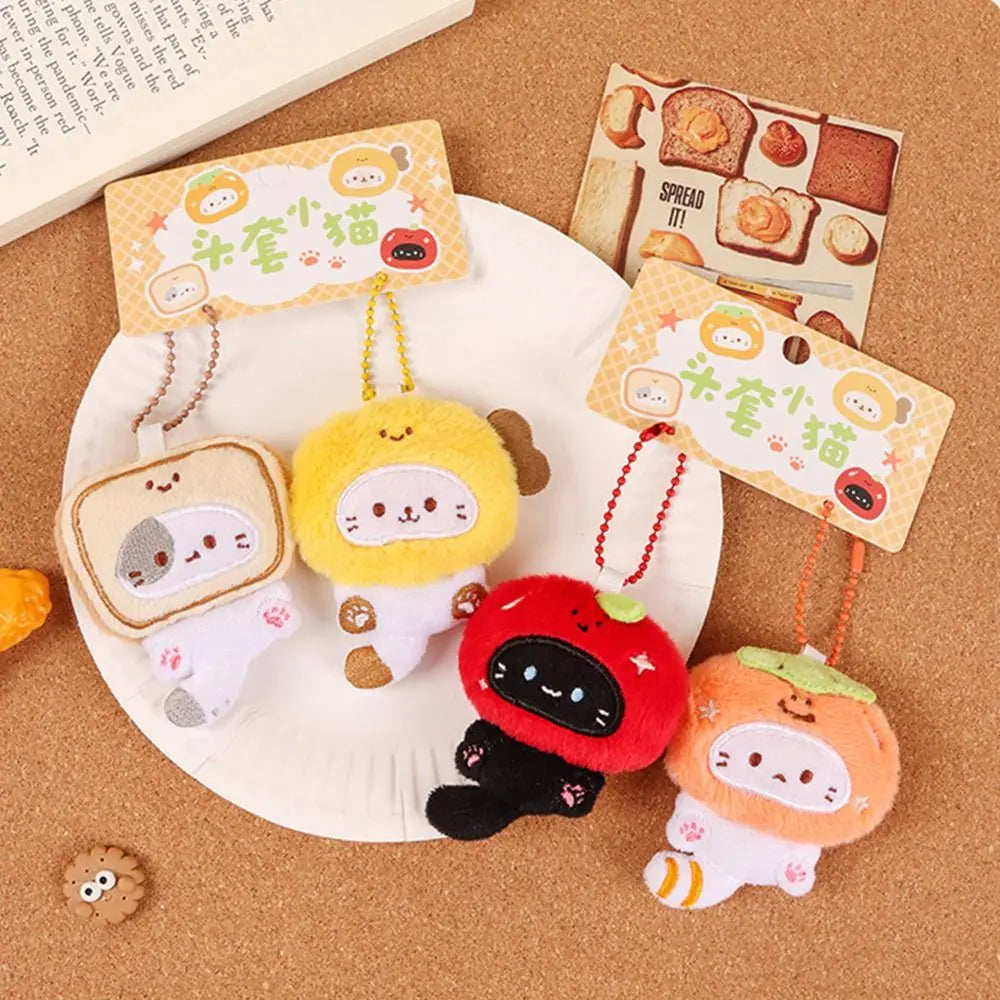 Plush Cat Keychain Pair – Cute Cartoon Kitty Pendant & Bag Charm Plush Keychain Axl