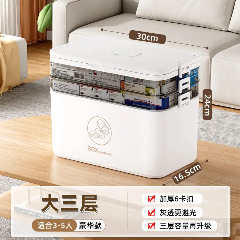 3-Tier Family Medicine Storage Box | First Aid Organizer Medicine Storage Box Axl 3-White As whown