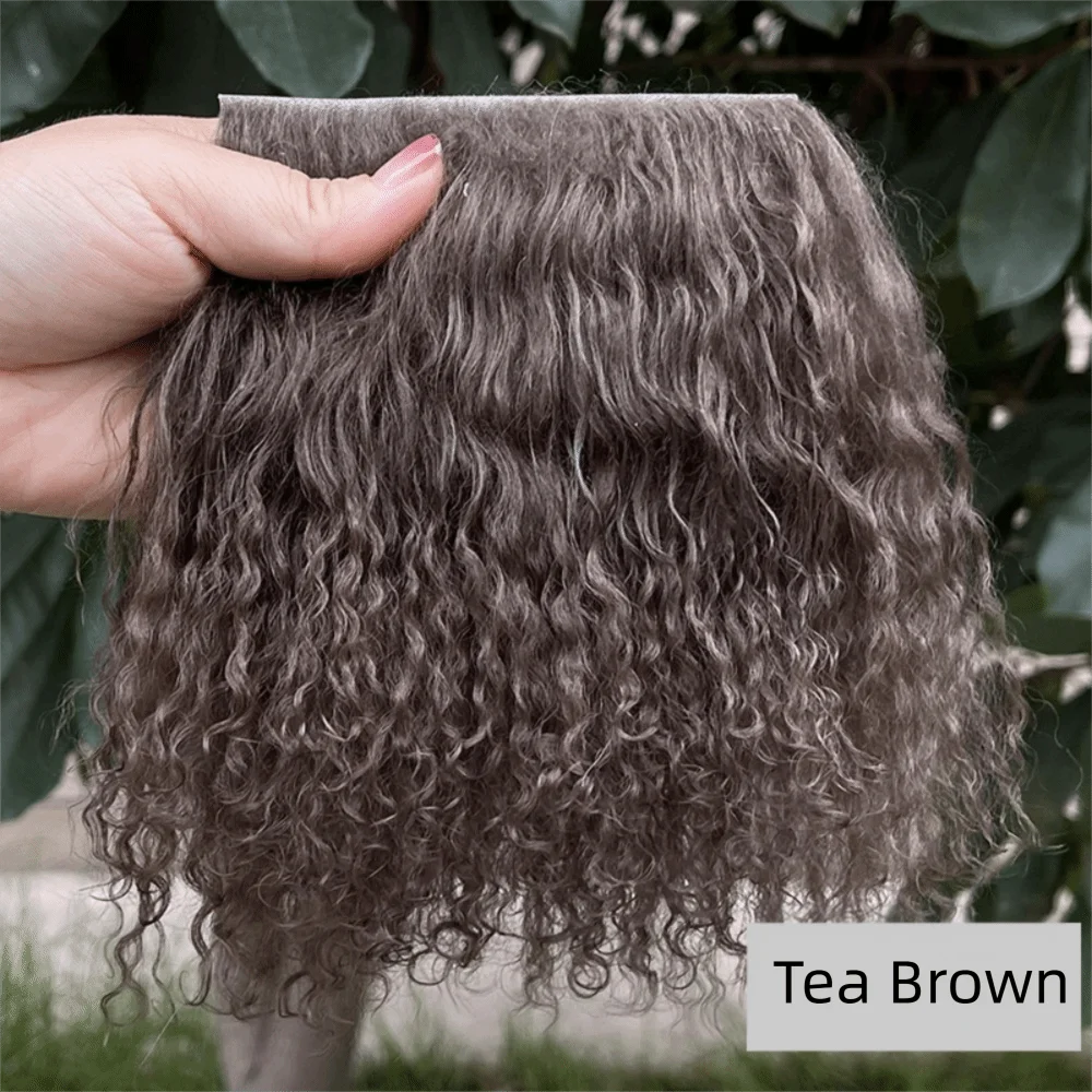 Curly Mohair Hair Wefts for BJD OB11 Blythe & Reborn Dolls Doll Hair Wefts Axl Tea brown