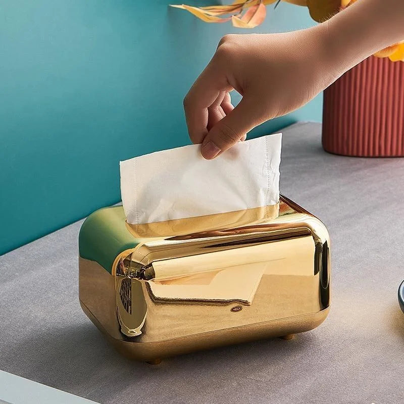 Luxury Gold Tissue Box Cover – Decorative Napkin Holder Tissue Box Holder Axl