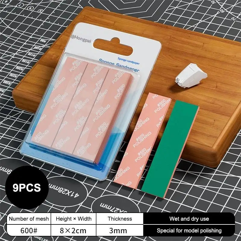 Wet/Dry Sponge Sandpaper Set 9/12 Pcs – #400 to #2000 Grit Sanding & Polishing Kit Axl 600 Mesh
