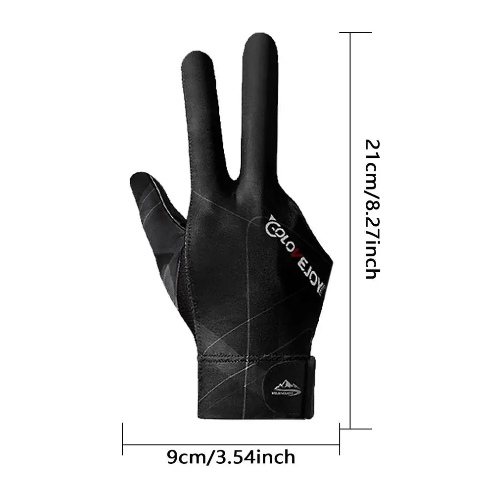 Fingerless Billiard Pool Glove – Non-Slip 3-Finger Cue Glove Billiard Cue Glove Axl Black and gray right